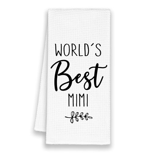 Best Mimi Gifts Kitchen Towel - Rustic Leaf Black & White 16x24in, Xmsaitar Best Mimi