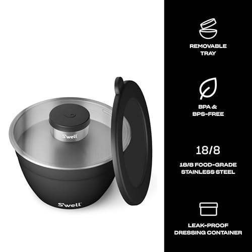 S'well Stainless Steel Salad Bowl Kit 64 oz Onyx - Leakproof, Reusable