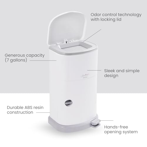 Janibell Akord Slim 7-Gallon Adult Diaper Pail with Hands-Free Pedal & Odor Control