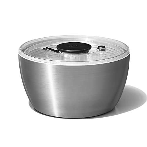 6-2/74-Quart Stainless Steel Salad Spinner with Non-Slip Base & Brake