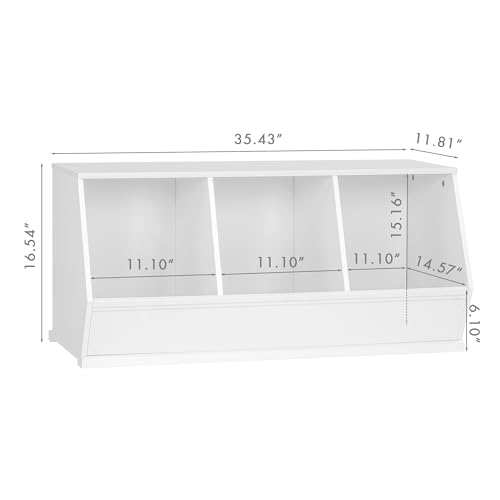 UTEX 3-Cube Stackable Kids Toy Storage Cabinet with Bins - White