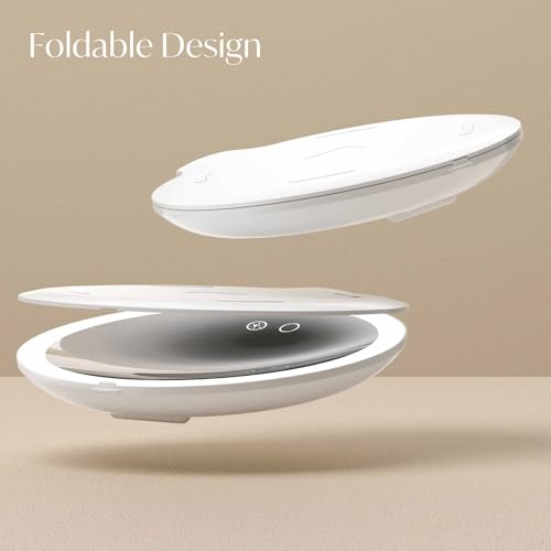 Travel Magnifying Makeup Mirror with Lights - 10x Magnification, Rechargeable, Adjustable Height Stand, Portable LED Vanity Mirror