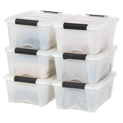 IRIS USA 6-Pack 13 Qt Storage Bins with Lids - Pearl Plastic Organizer