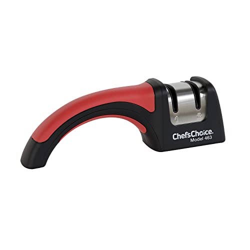 Chef'sChoice 2-Stage Manual Knife Sharpener for 15-Degree and Serrated Knives, Pronto Hone, Black