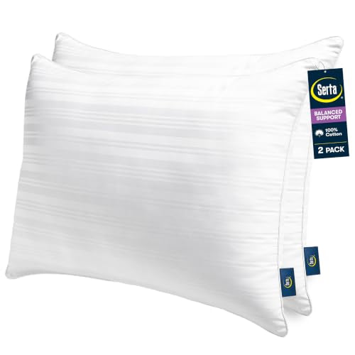 Serta Down Illusion Cotton Pillow Set White King Balanced Support 2 Pack