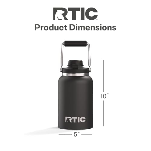 RTIC Half Gallon Outback Jug - Ceramic-Lined Insulated Water Bottle - Black 64 Oz