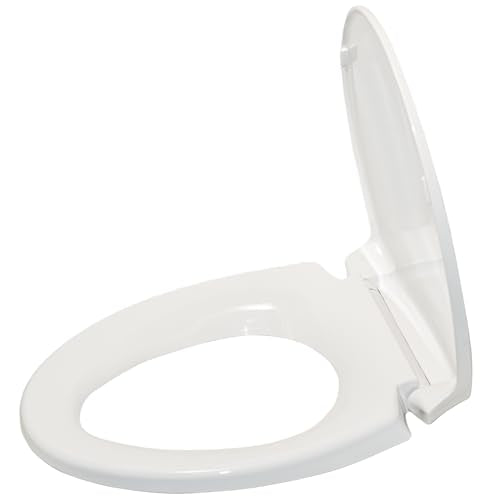 Soft Close Elongated Toilet Seat 19.09 Inch Cotton White with Mounting Hardware