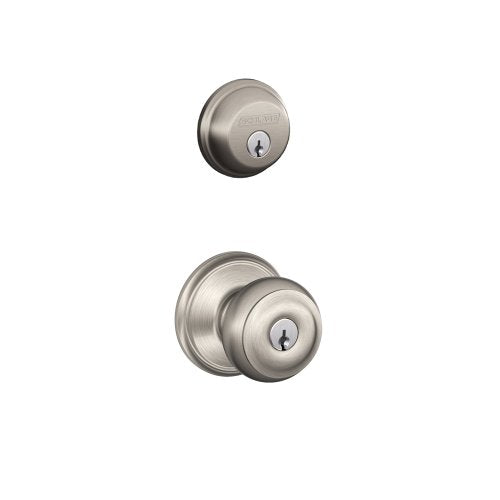 Security Deadbolt & Door Knob Set - Georgian Knob Satin Nickel - Pack of 1