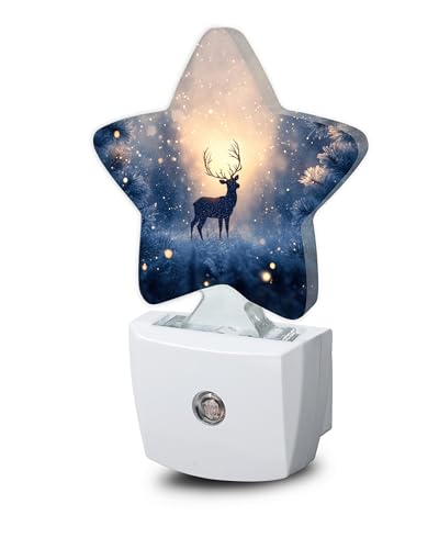 Snowmolle Christmas Deer Winter Tree Snowflake Night Light - Dusk to Dawn Sensor Plug-in Decor
