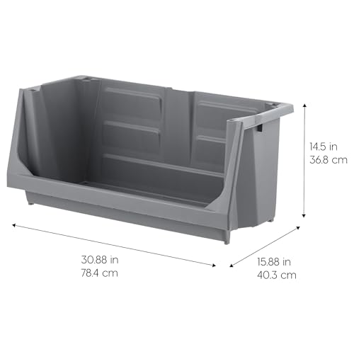 Jumbo Heavy Duty Stackable Open Front Storage Bins - Dark Gray 3 Pack