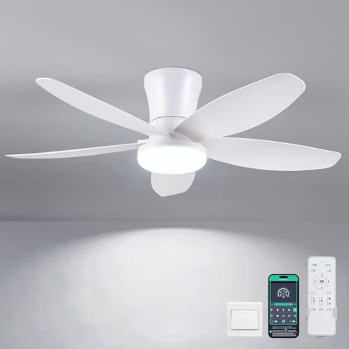 36-Inch Low Profile Ceiling Fan with Lights and Remote Control - White