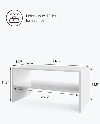 LOWOSA White 2-Tier Stackable Shoe Rack - 24.6 Inches Wide, Pack of 2
