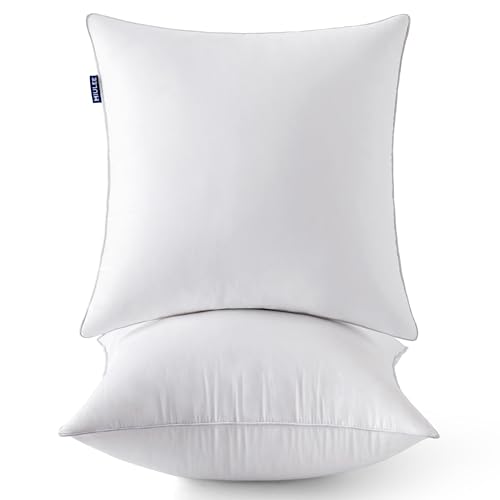 MIULEE 24x24 Inch Pillow Inserts Set of 2 - Textured Woven Cover Square Decorative Throw Pillows for Sofa Couch, Supportive & Soft