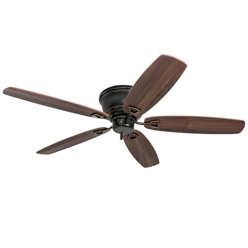 Honeywell Glen Alden 52 Inch Oil Rubbed Bronze Flush Mount Ceiling Fan - Reversible 3-Speed, Quiet Operation