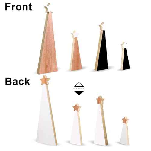 Christmas Wooden Christmas Tree, 4pcs Wooden Christmas Tree Tabletop Ornaments for Christmas Decor, Christmas Decorations for Home Office Farmhouse Centerpieces Original