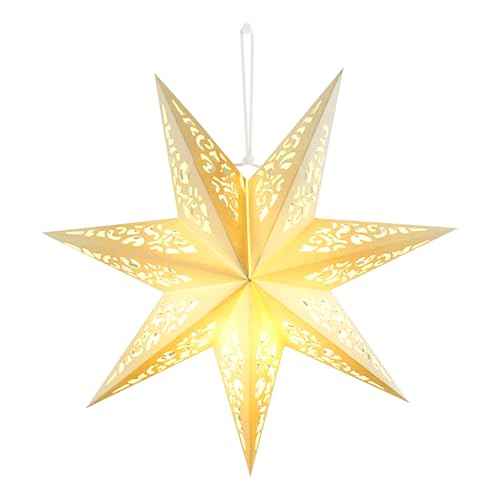 IMIKEYA Christmas Star Paper Lantern: 45cm Star Lamp Shade Paper Lantern Lamp Decorations Hollow out Hanging Lamp Shade for Christmas Wedding New Year Party Decorations (White)