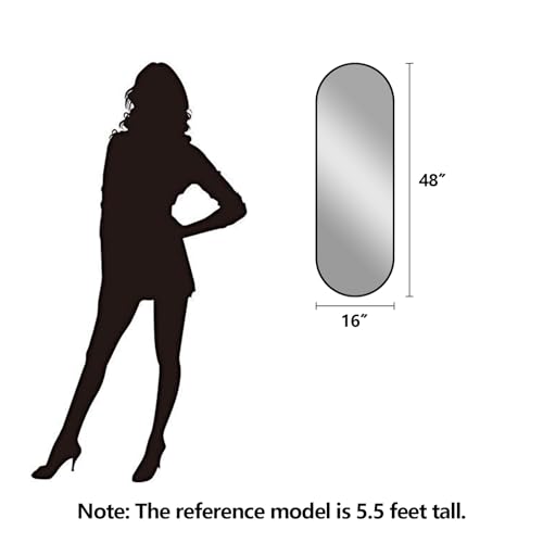 48"x16" Gold Oval Full Length Wall Mirror - Explosion-Proof Frame, Modern Bedroom & Living Room Decor