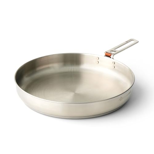 Stainless Steel Camping Pan with Induction Compatibility & Reversible Handle