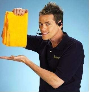 ShamWow Original Super Absorbent Multi-Purpose Cleaning Shammy Chamois Towel Cloth - Holds 10X its Weight in Liquid - Machine Washable - Will Not Scratch (2 Pack: 1 Large Orange & 1 Small Blue).