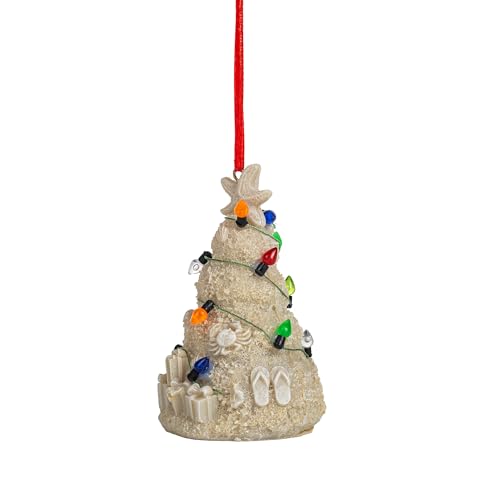 Beach Christmas Ornament with Lights - Nautical White Sand Beach Decor