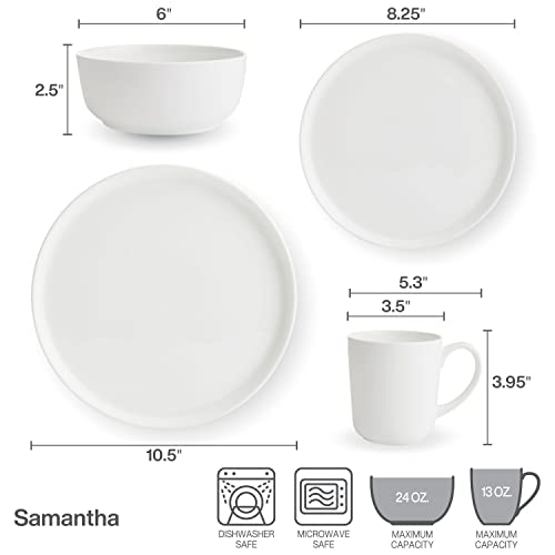 Mikasa Samantha 16-Piece Chip-Resistant Dinnerware Set for 4, White Bone China