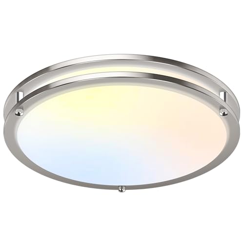 18-Inch Brushed Nickel LED Flush Mount Ceiling Light with 5 Color Temperatures