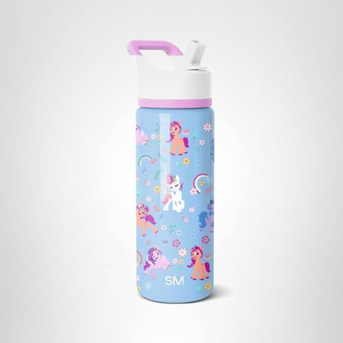 Simple Modern Kids Summit Water Bottle with Straw Lid | My Little Pony Kids 18oz Stainless Steel Cup Insulated Tumbler for Girls, School | Garden of Rainbows