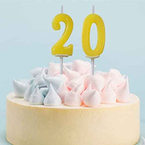 10 Pieces Birthday Cake Candles - Number Candles, Number 0-9 Cake Numeral Candle for Christmas Birthday, Birthday Candles for Wedding Reunion Theme Party (Yellow)
