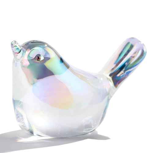 Ornalrist Crystal Clear Birds Figurines Home Decor, Glass Art Birds Collectible Figurines Paperweights Crystal Decor Gifts for Women Mom Friends (Clear)