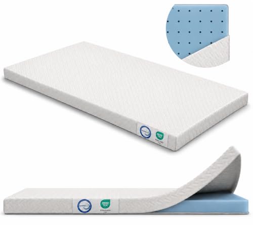Memory Foam Crib Mattress Topper Waterproof & Breathable Cover for Baby