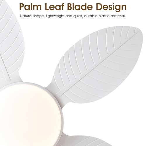 Wiviniya 48 Inch White Tropical Ceiling Fan with Lights & Remote Control