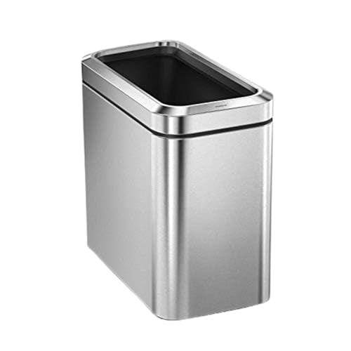 simplehuman 25L/6.6 Gal Slim Open Trash Can - Heavy Duty Stainless Steel, ADA Compliant, Brushed Finish, Space-Saving Design