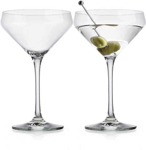 Martini Glasses Set of 4 - 10.5 Ounce Stemmed Cocktail Glasses for Bar & Home Entertaining