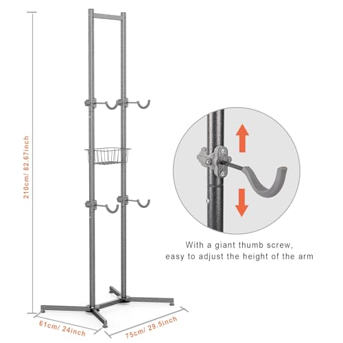 2-Bike Storage Rack with Basket - Indoor Garage & Apartment Bike Stand - CXWXC