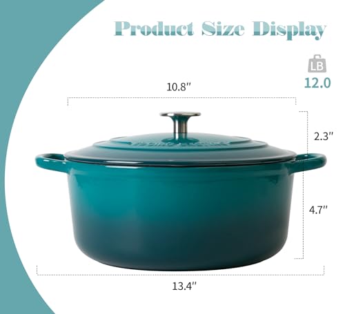 Darkcyan 5.5 Quart Enamel Cast Iron Dutch Oven with Lid & Dual Handles