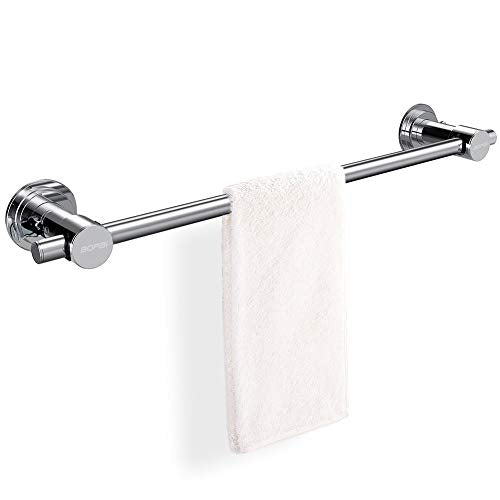 BOPai 24 Inch Chrome Suction Cup Towel Bar - No Drilling, Bathroom Wall Mount
