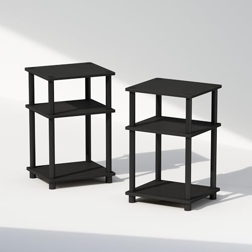 Furinno Toeless 3-Tier Nightstand Set of 2 - Americano / Black