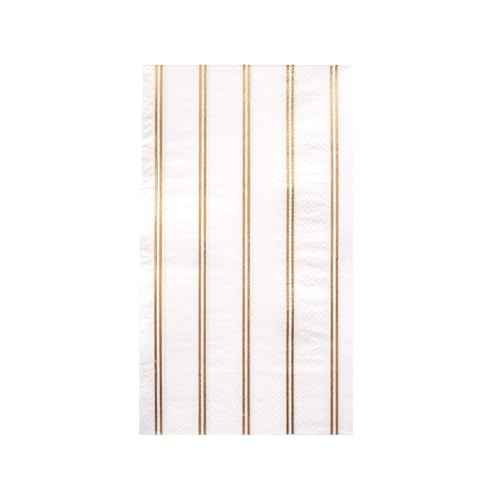 Bonjour Fete Gold Stripe Guest Towel Paper Party Napkins| Anniversary, Birthday, Milestone, 40th, 50th, New Years Eve, Christmas, Baby shower, wedding shower| Party Supply Decorations pack of 20 7"x4"