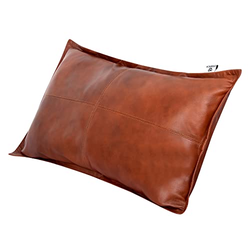 Lambskin Leather Pillow Cover 16x24 Tan Antique Box - Premium Throw Cushion Case