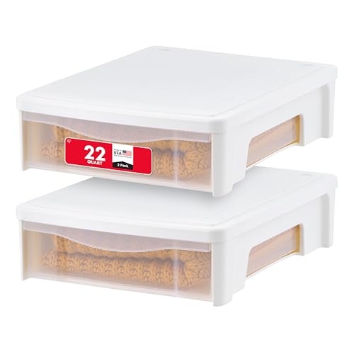 Under Bed Storage Bin with Sliding Drawer - 22 Qt. 2-Pack, White