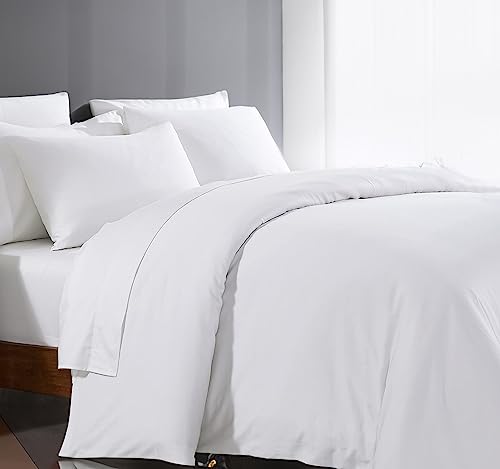 King Size Duvet Cover Set - 1000 Thread Count White Egyptian Cotton - Solid, Easy Care, 3-Piece Variation 01