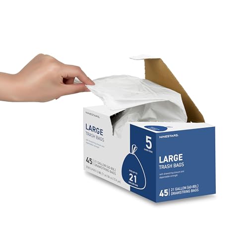 Ninestars Extra Strong 21 Gallon Drawstring Trash Bags - 90 Count