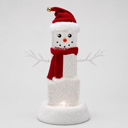 Ice Cube Snowman Snow Globe LED Lighted Spinning Water 11.3in H - 2 Tiers