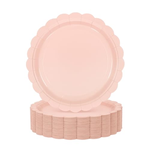 9 Inch Pink Disposable Paper Plates, 50 Count – Sunepany
