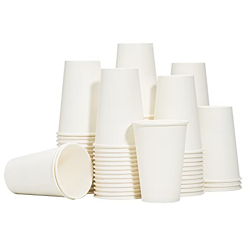 RACETOP 12 oz Disposable Coffee Cups - White Solid, 300 Pack