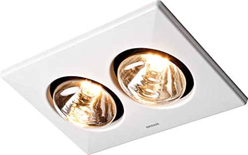 Ceiling Heater and Fan Combo - 2 Bulb Infrared, 70 CFM, White