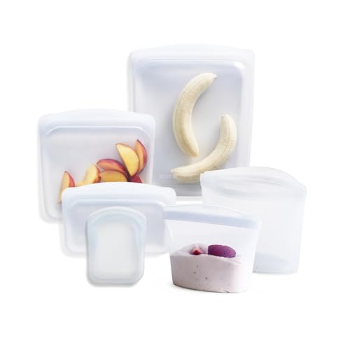 Stasher Premium Reusable Silicone Food Storage Bags - Clear 6-Pack