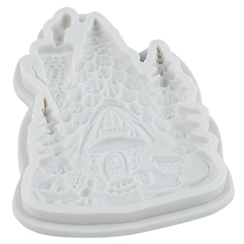 YANQINMS 3D Christmas Cottage Fondant Mold Snowy Pine Tree Silicone Mold - Style L