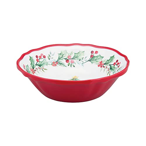 UP 12-Piece Christmas Tree Melamine Dinnerware Set for 4, Outdoor Plates & Bowls – Red
