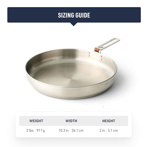 Stainless Steel Camping Pan with Induction Compatibility & Reversible Handle